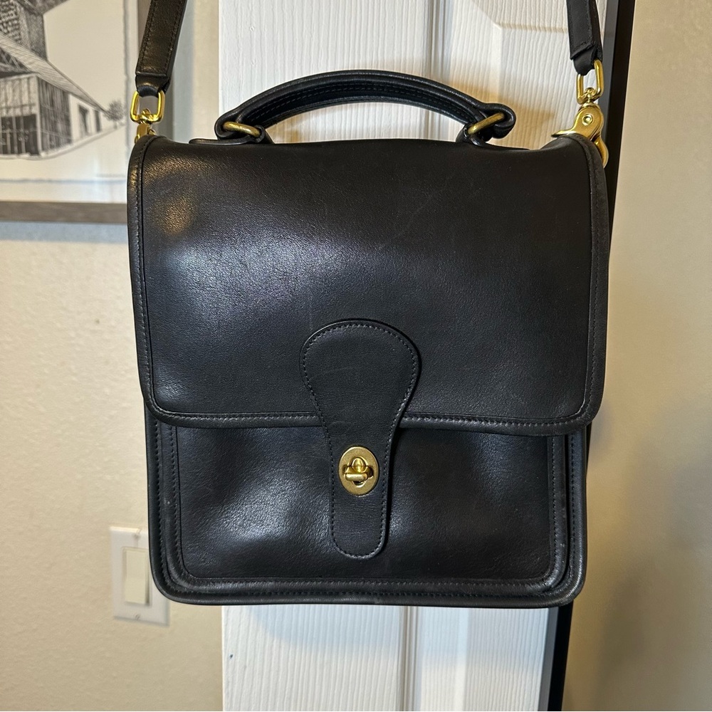 Black Vintage Coach Station Crossbody Bag